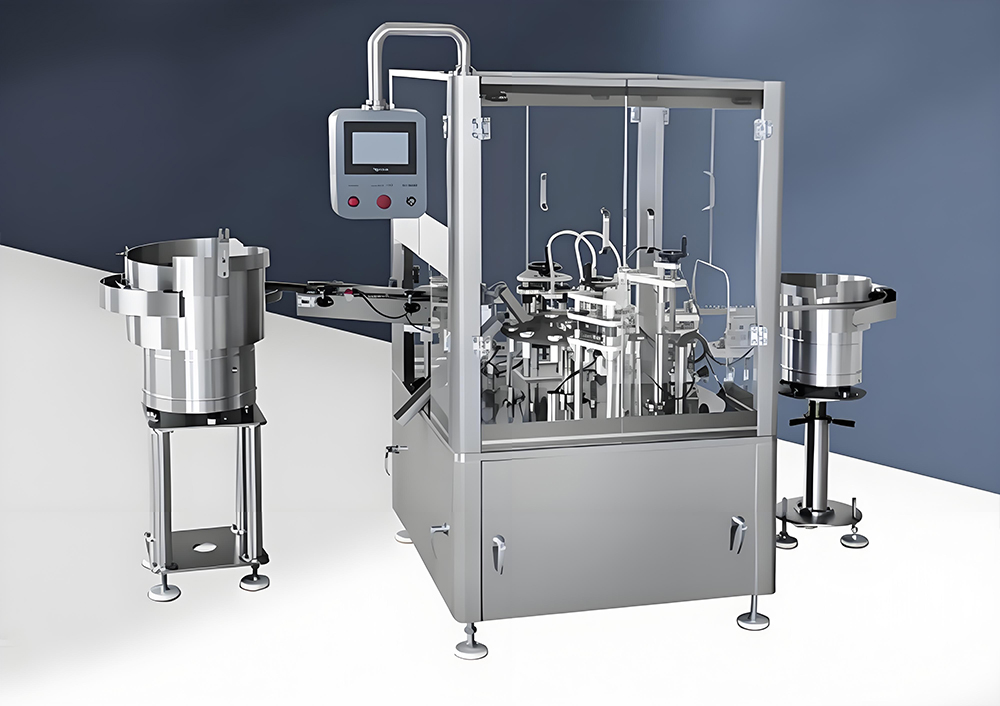 Mascara filling brushing and capping machine